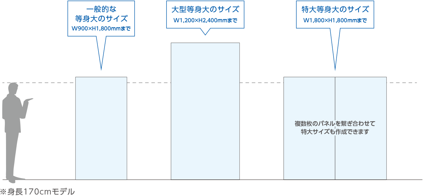 一般的な等身大POPのサイズは高さ1800mm